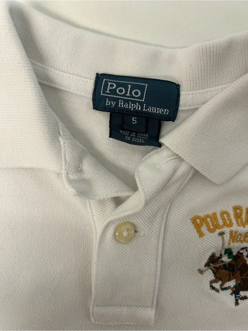 Ralph Lauren White Polo Shirt with Embroidered Polo Players
